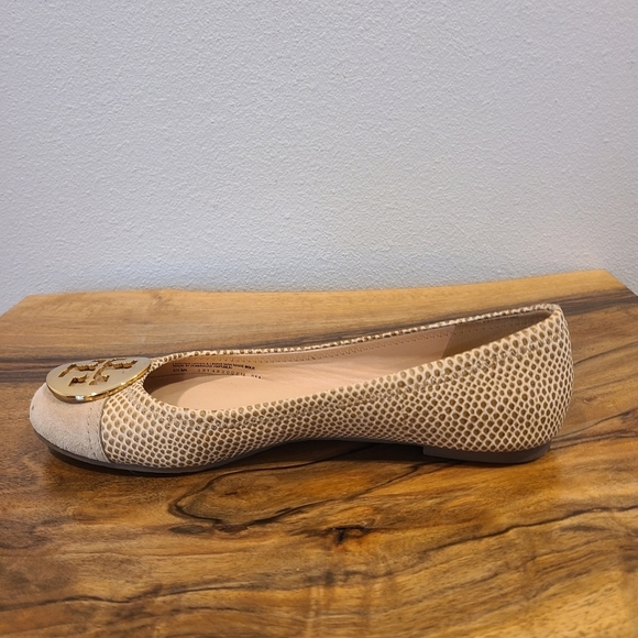Tory Burch Reva Suede Toe Snake Print Ballet Flat - Picture 9 of 13